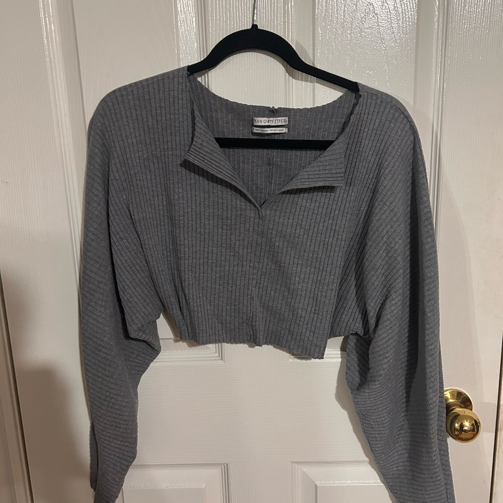 Urban Outfitters Gray Ribbed Crop Top
